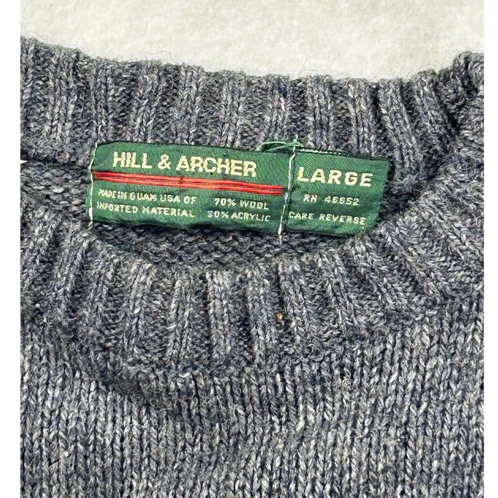 Vintage Hill & Archer Mens Large Wool Blend Crewneck Sweater Gray